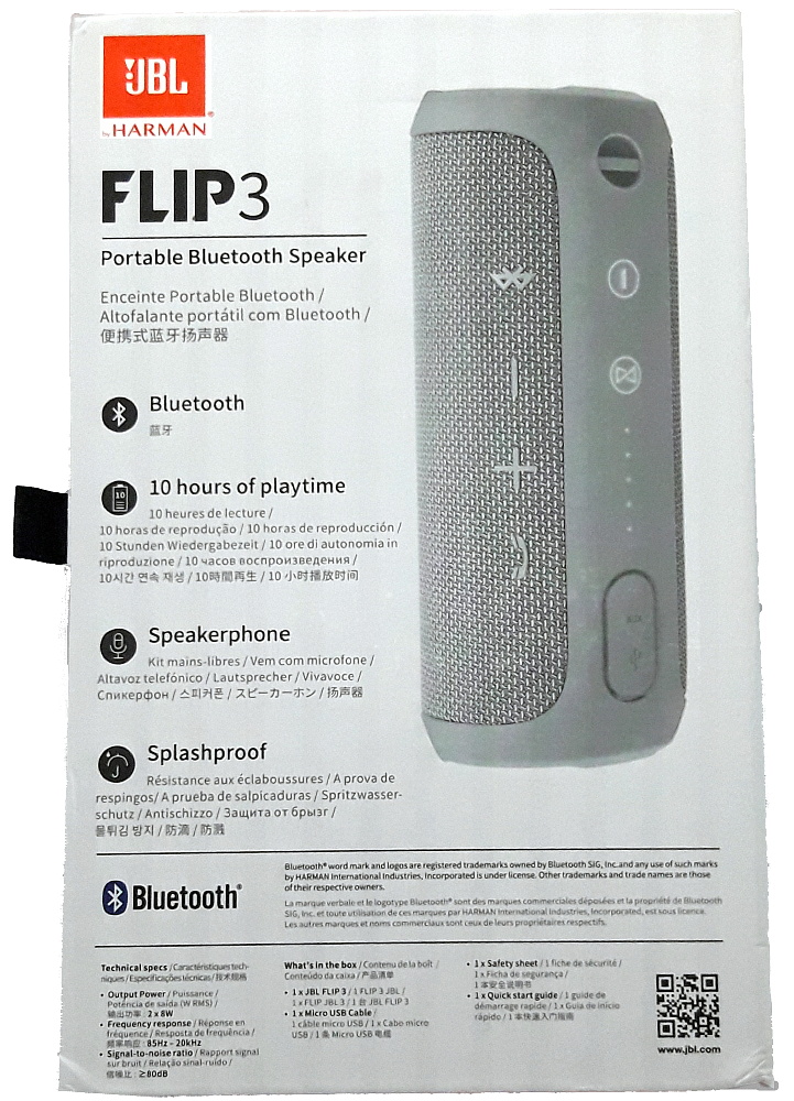 JBL Bluetooth Stereo Speaker Flip3 Pkg Bck